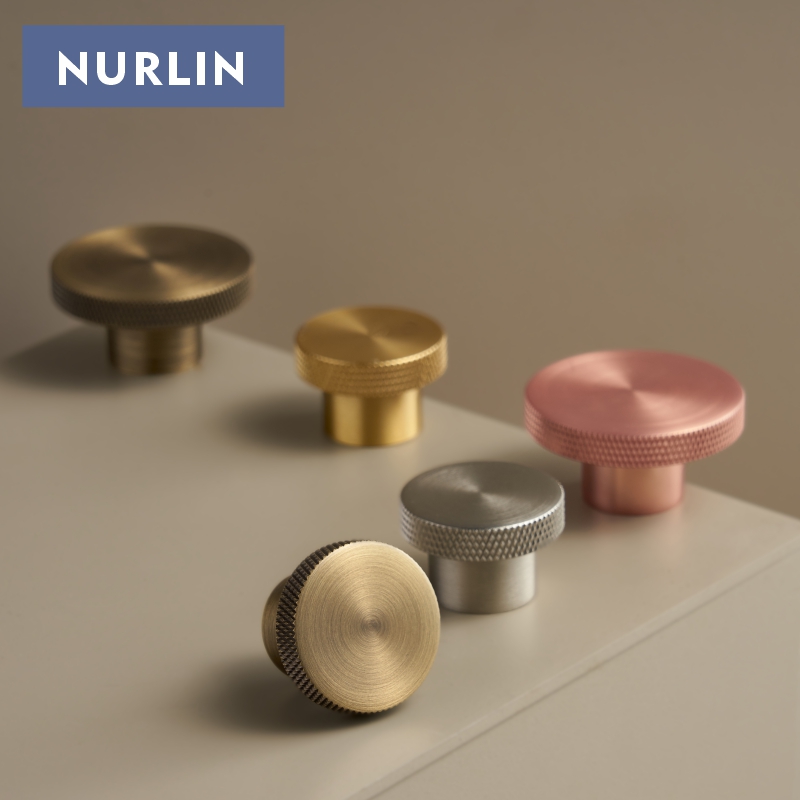 Drawer Pull Gold - Gałki do szafek Nurlin z radełkowanego,