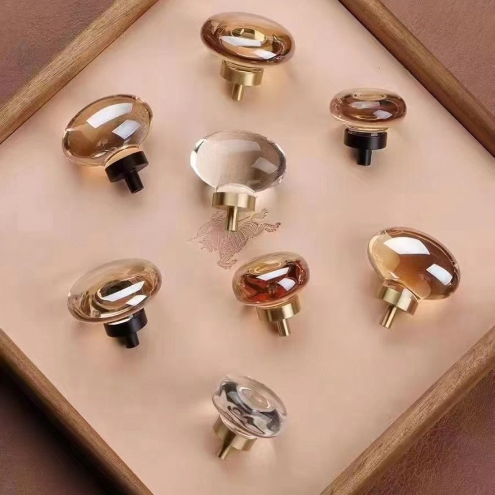 Drawer Pull Gold - Kryształowe szklane uchwyty meblowe Szampańskie /