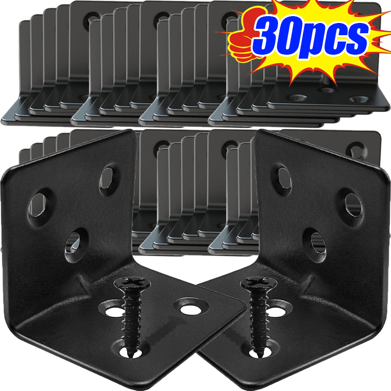 Furniture Hardware Black - 10/30 szt. Czarne kątowniki L w