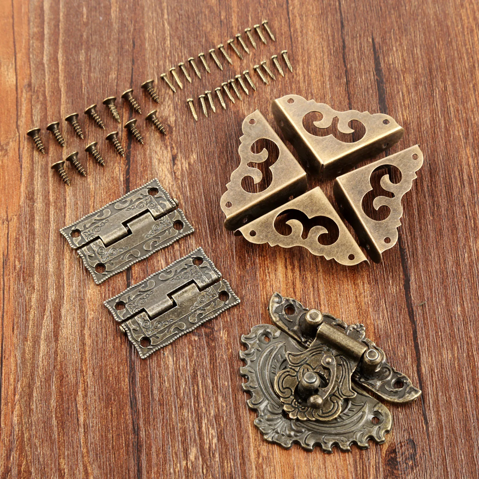 Furniture Hardware Antique - 7 sztuk/zestaw Antique Bronze kłódka zatrzask